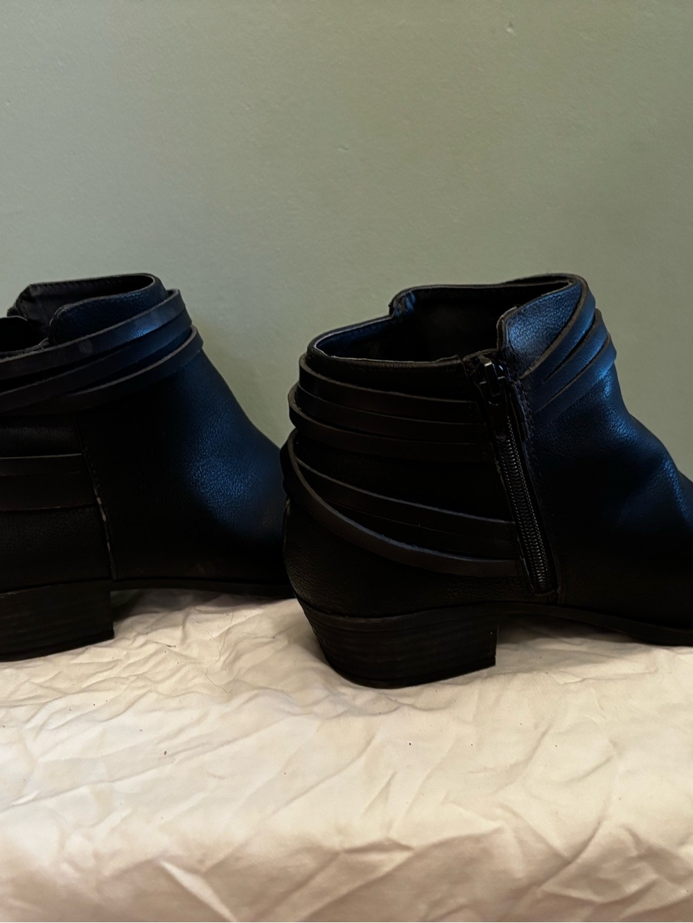 Madden Girl Black Strappy Ankle Booties with Side Zip